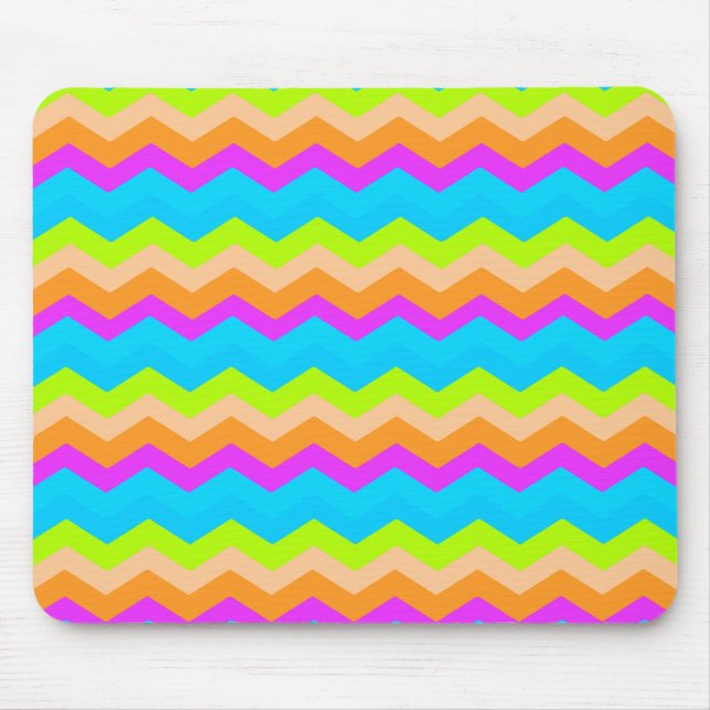 Mousepad Neon Rainbow Zigzag (Frente)