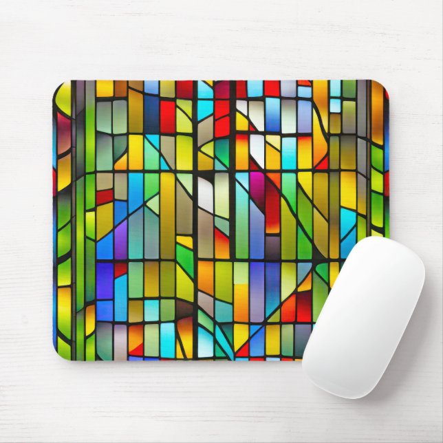 Mousepad Neon Stain Glass Abstrato (Com mouse)