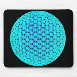 Mousepad Néon Teal e Flor Azul da Vida