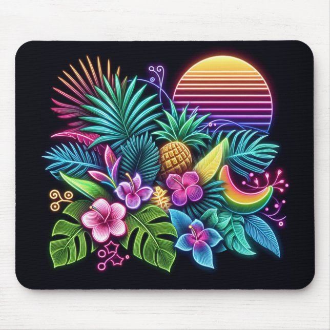 Mousepad Neon tropical/Havaiano Colorido (Frente)