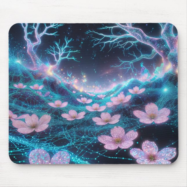 Mousepad Neon Vibes Cósmicos, Rosa Sakura (Frente)