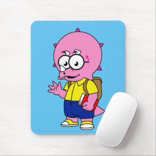 Mousepad Nerd Tricerátops Com Mochila E Livro De Texto.