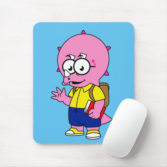 Mousepad Nerd Tricerátops Com Mochila E Livro De Texto. (Com mouse)