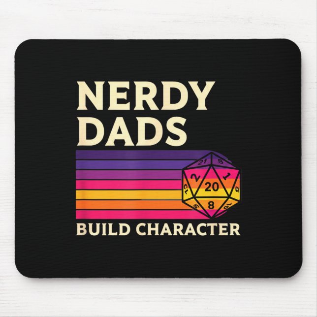 Mousepad Nerdy Dads Build Character, Retro Tabletop Rpg Fat (Frente)
