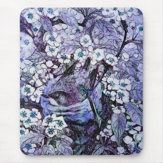Mousepad NEST DO PÁSSARO, azul branco (Frente)