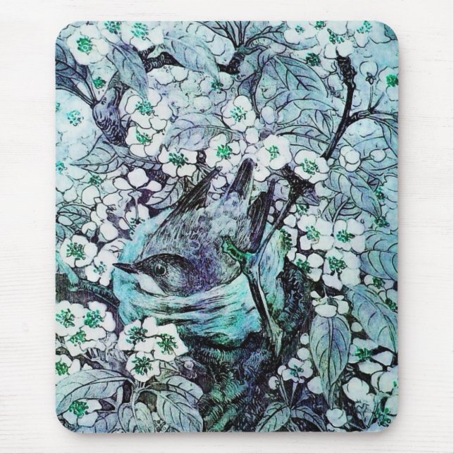 Mousepad NEST DO PÁSSARO, azul branco (Frente)