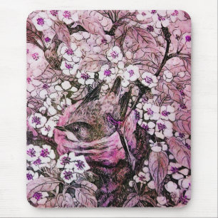 Mousepad NEST DO PÁSSARO, violino rosa branco vermelho