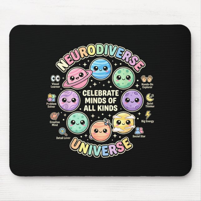 Mousepad Neurodiversidade celebra mentes de todos os tipos  (Frente)