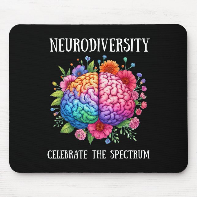 Mousepad Neurodiversity Cérebro Adhd Sensibilização e Autis (Frente)