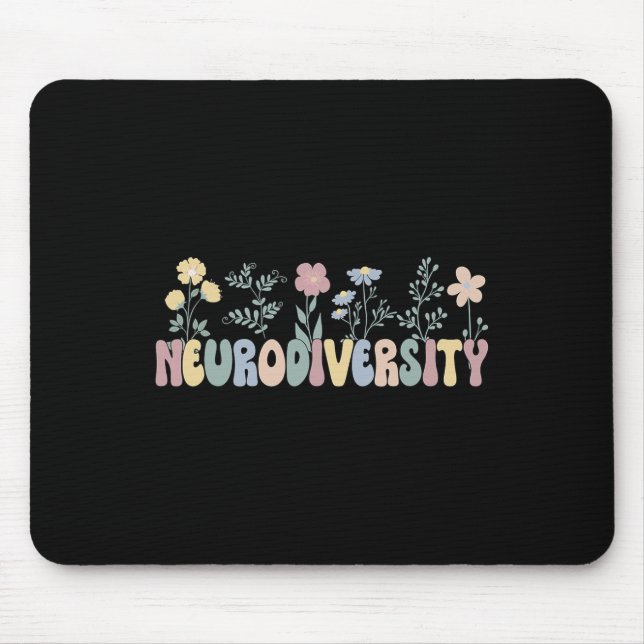 Mousepad Neurodiversity Flores Autismo Neurodivergência (Frente)