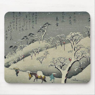 Mousepad Neve atrasada em Asukayama por Ando, Hiroshige