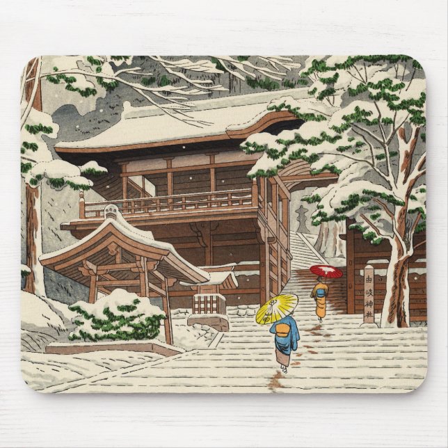 Mousepad Neve de Asano Takeji na arte do hanga da canela do (Frente)