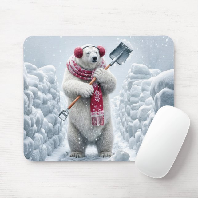Mousepad Neve de Neve do Urso Polar de Natal (Com mouse)