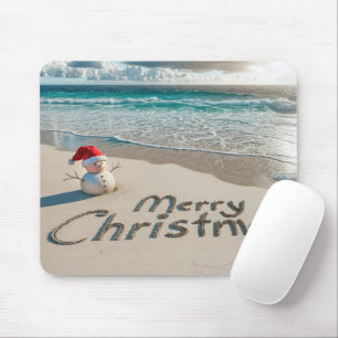 Mousepad Neve Tropical de Natal em uma praia