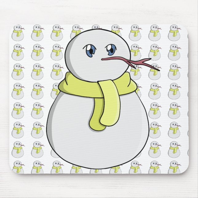 Mousepad Neve vestindo um cachecol amarelo (Frente)