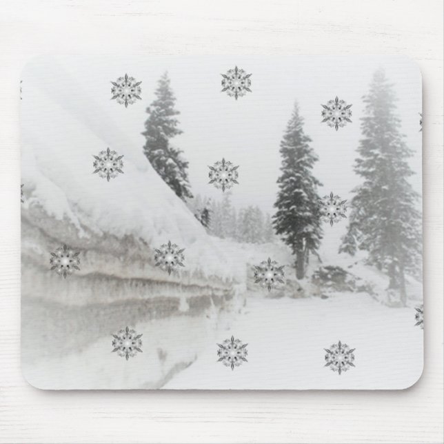 Mousepad Neves flocos de neve no natal de inverno (Frente)