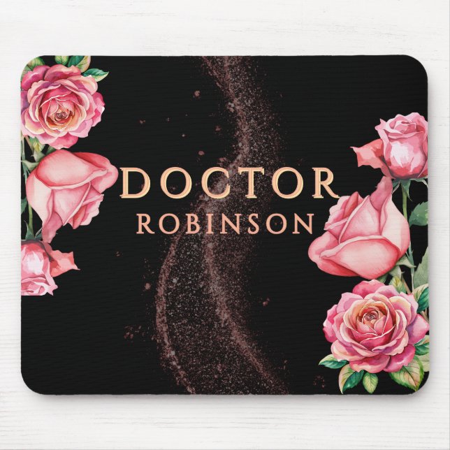 Mousepad New Doctor, PhD Doctorate floral matte gift  (Frente)