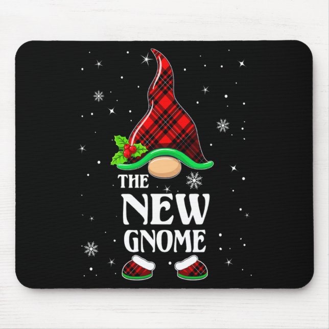 Mousepad New Gnome Red Plaid Matching Family Christmas Paja (Frente)