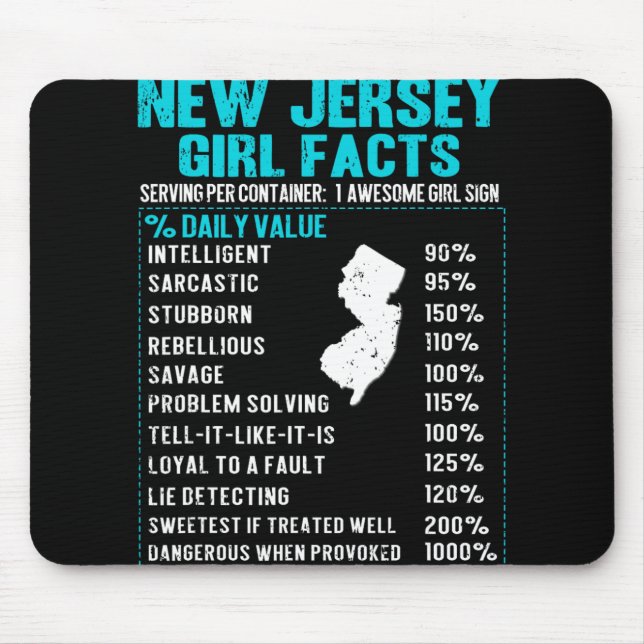 Mousepad New Jersey Girl Facts Funny Birthday Gift Born In  (Frente)