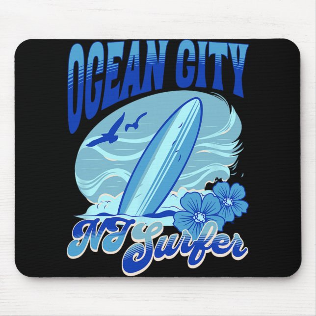 Mousepad New Jersey Surfer Ocean City Nj Surfing Beach Sand (Frente)