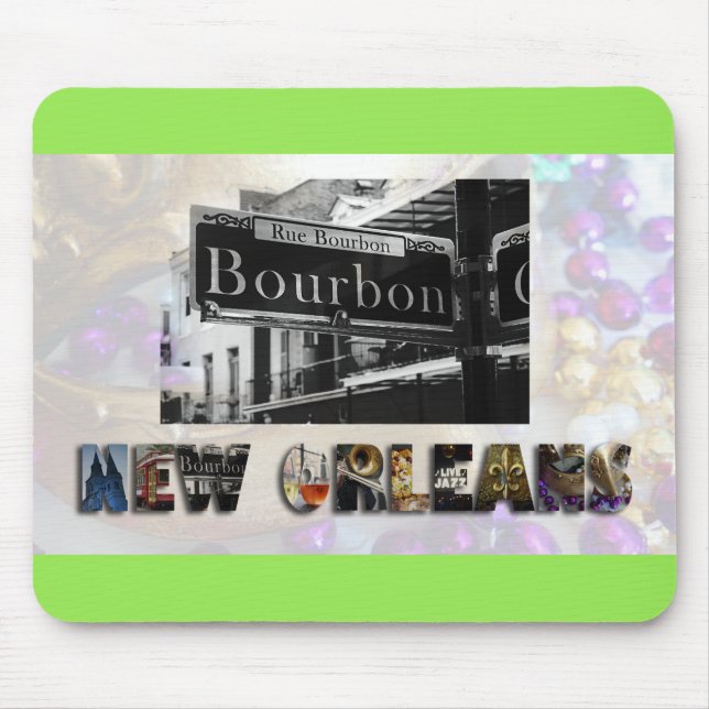 Mousepad New Orleans Bourbon Street Miçangas NOLA (Frente)