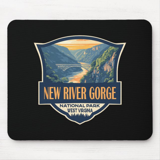 Mousepad New River Gorge National Park Illustration Retro B (Frente)