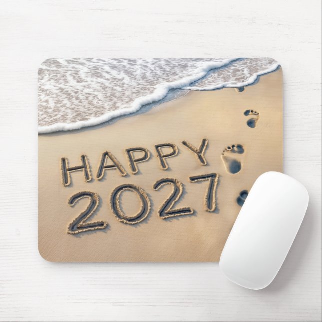 Mousepad New Year 2027 Beach Footprints (Com mouse)