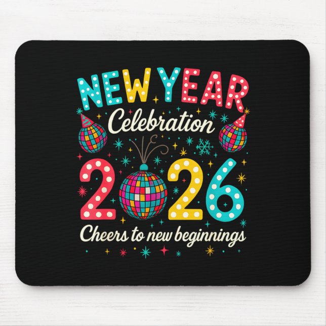 Mousepad New Year Celebration 2026 Disco Ball Matching Wint (Frente)