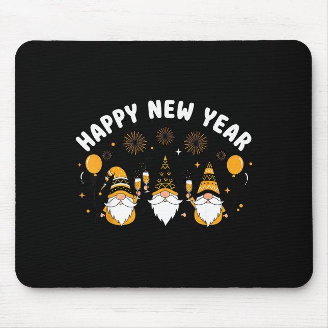 Mousepad New Year’s Eve Party Happy New Year Gnome Confetti (Frente)