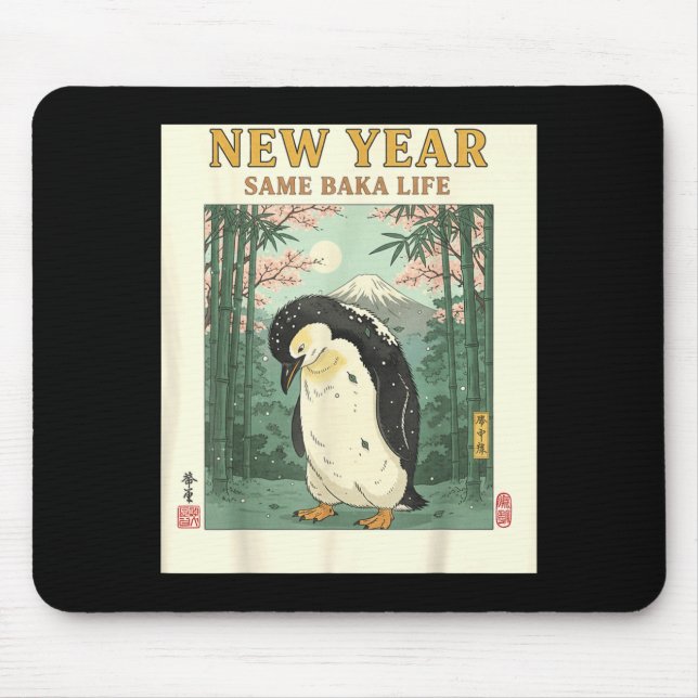 Mousepad New Year Same Baka Life Penguin New Year 2026 Reso (Frente)