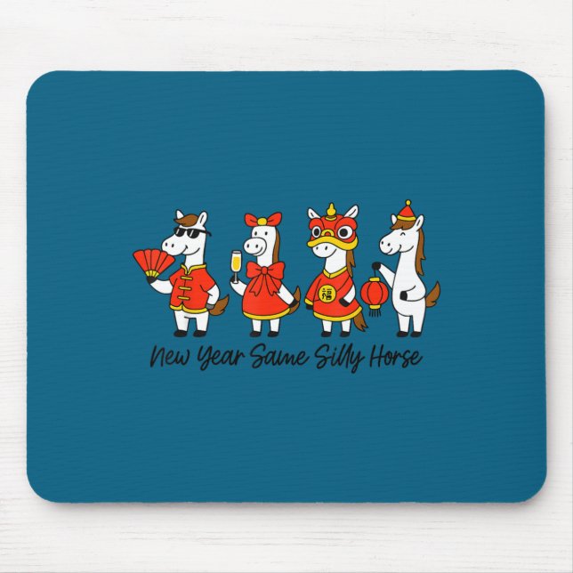 Mousepad New Year Same Silly Horse Funny Chinese Lunar New  (Frente)