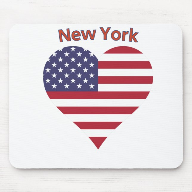 Mousepad New York American Flag Heart (Frente)
