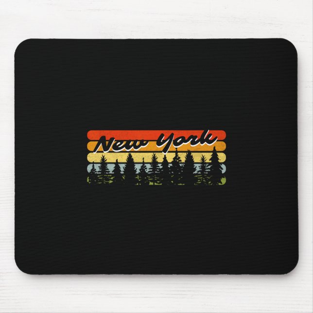 Mousepad New York Forest Sunset Trees Cabin Theme Souvenir  (Frente)