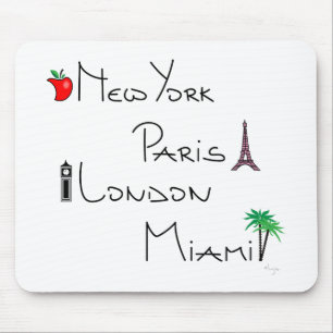 Mousepad New York, Paris, Londres, Miami
