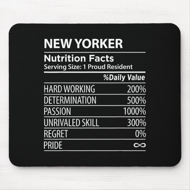 Mousepad New Yorker Nutrition Facts Funny New York Pride  (Frente)