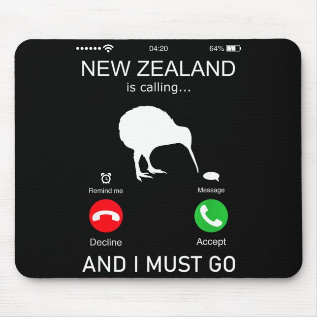 Mousepad New Zealand Is Calling And I Must Go, Zealand Funn (Frente)
