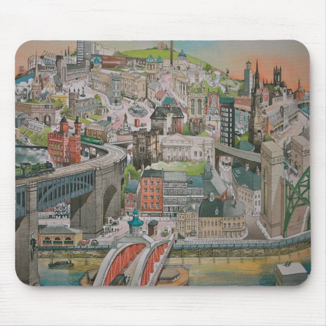 Mousepad Newcastle em cima de Tyne ao longo dos anos (Frente)