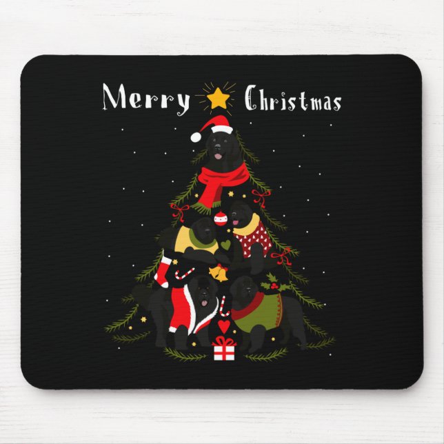 Mousepad Newfoundland Christmas Tree Xmas Dog Lover  (Frente)