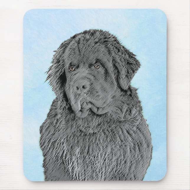 Mousepad Newfoundland Painting - Cute Original Dog Art (Frente)