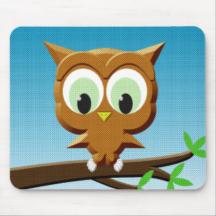 Mousepad Newsprint Cartoon Owl