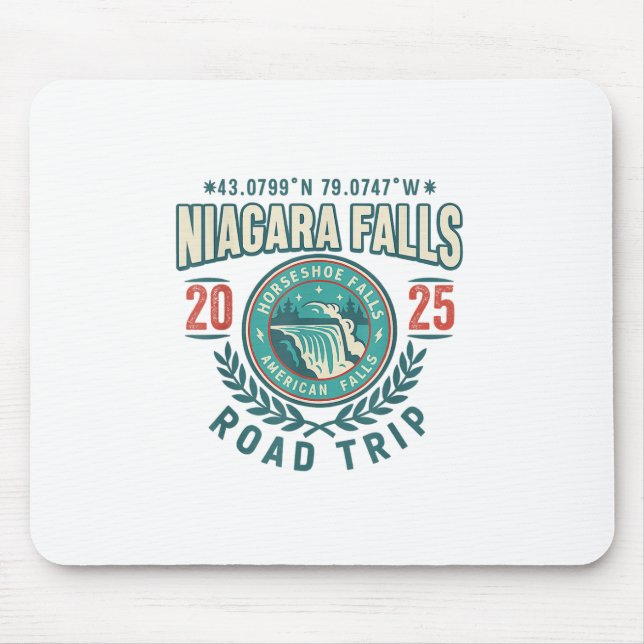 Mousepad Niagara Falls 2025 Coordenates Road Trip Souvenir (Frente)