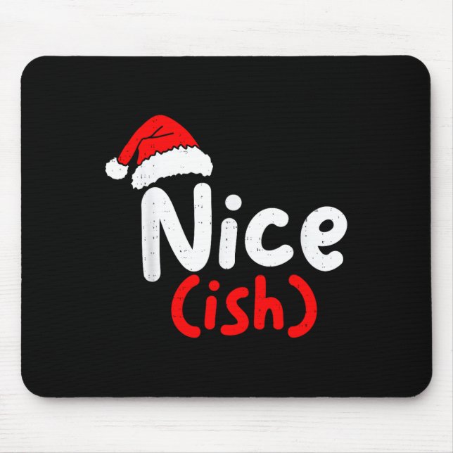 Mousepad Nice (ish) Naughty Angel Funny Christmas List Fami (Frente)
