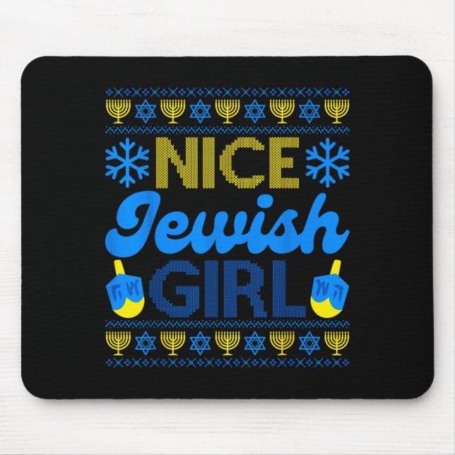 Mousepad Nice Jewish Girl Ugly Happy Hanukkah Sweater Chanu (Frente)