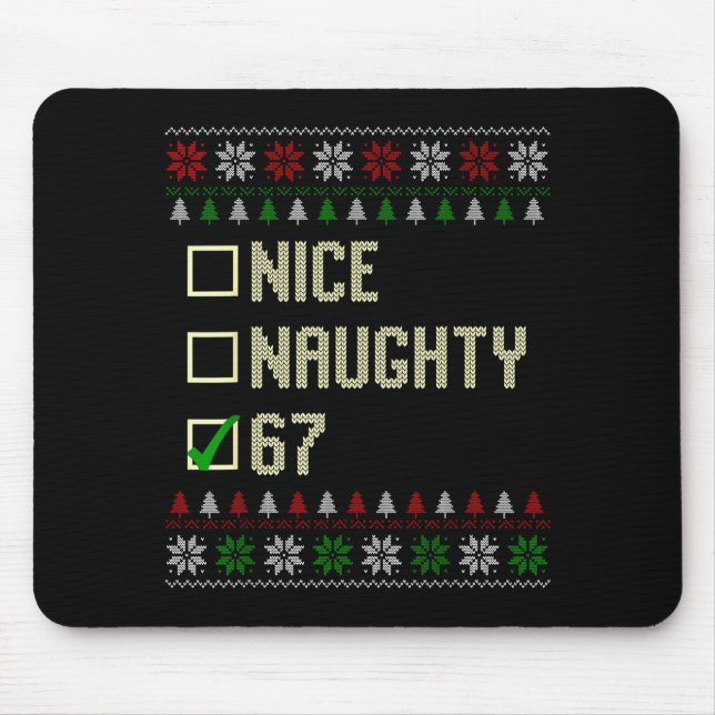 Mousepad Nice Naughty 67 Funny Ugly Sweater Slang Brainrot  (Frente)