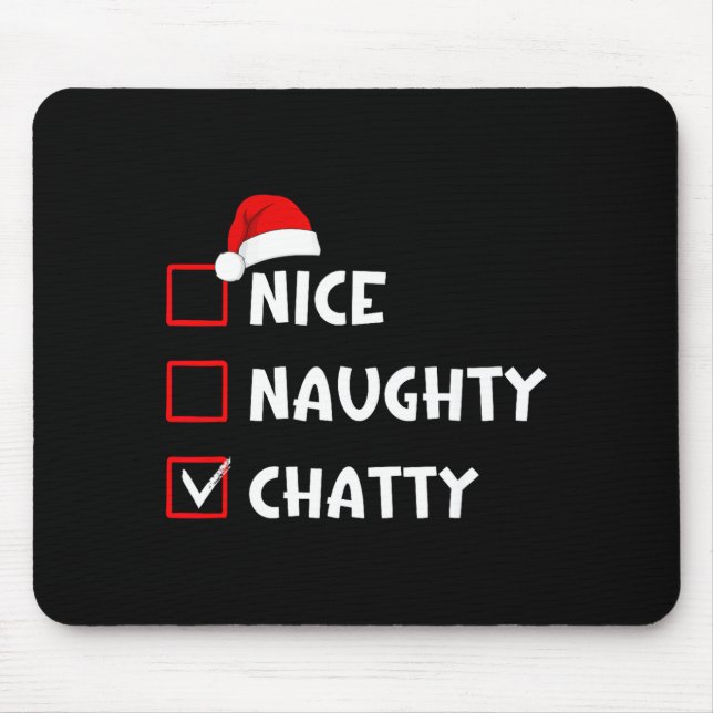 Mousepad Nice Naughty Chatty Funny Christmas List  (Frente)