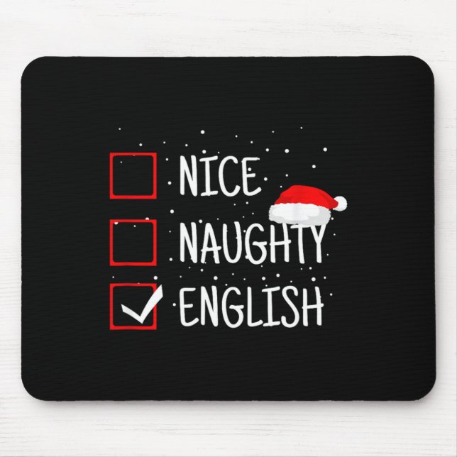 Mousepad Nice Naughty English Christmas Checklist Funny Eng (Frente)
