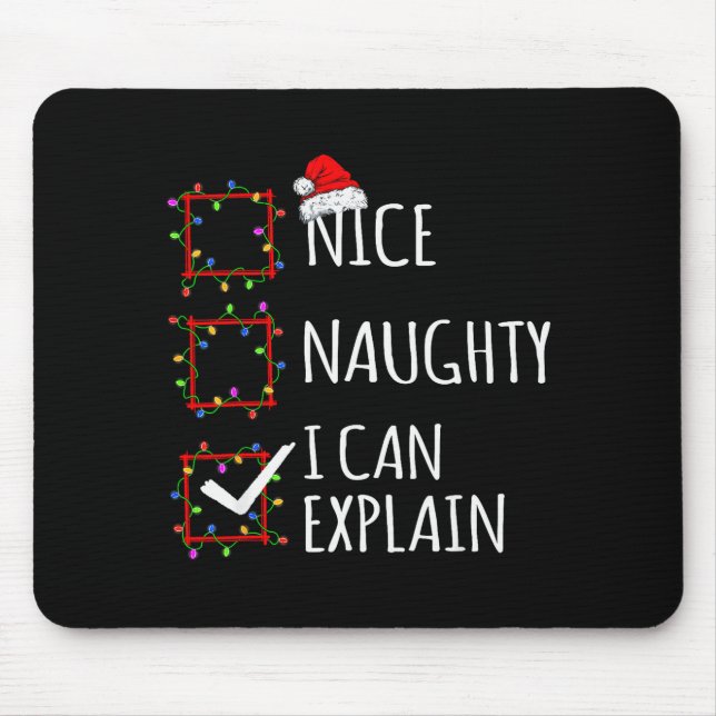 Mousepad Nice Naughty I Can Explain Christmas List Santa Cl (Frente)