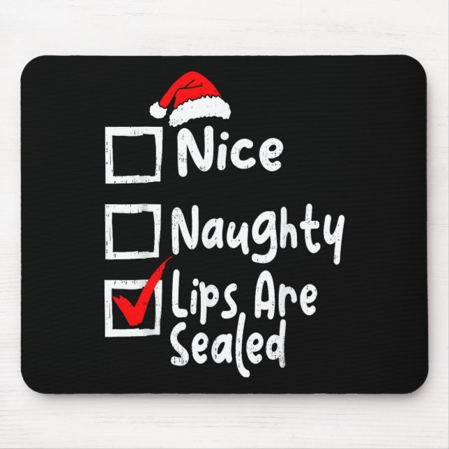 Mousepad Nice Naughty Lips Funny Christmas List Family Matc (Frente)