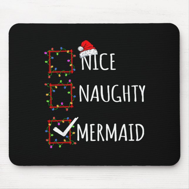 Mousepad Nice Naughty Mermaid Christmas List Santa Claus Fu (Frente)