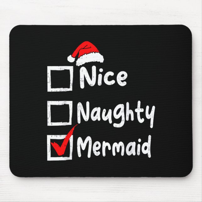 Mousepad Nice Naughty Mermaid Funny Christmas List Family M (Frente)